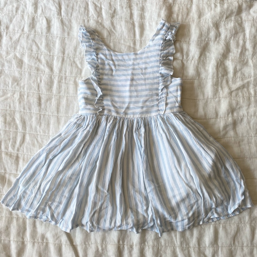 Chenault Light Blue and White Striped Short Sleeve Dress Size 3T
